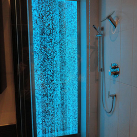 Murs de bulles dans une douche - Effet lumineux